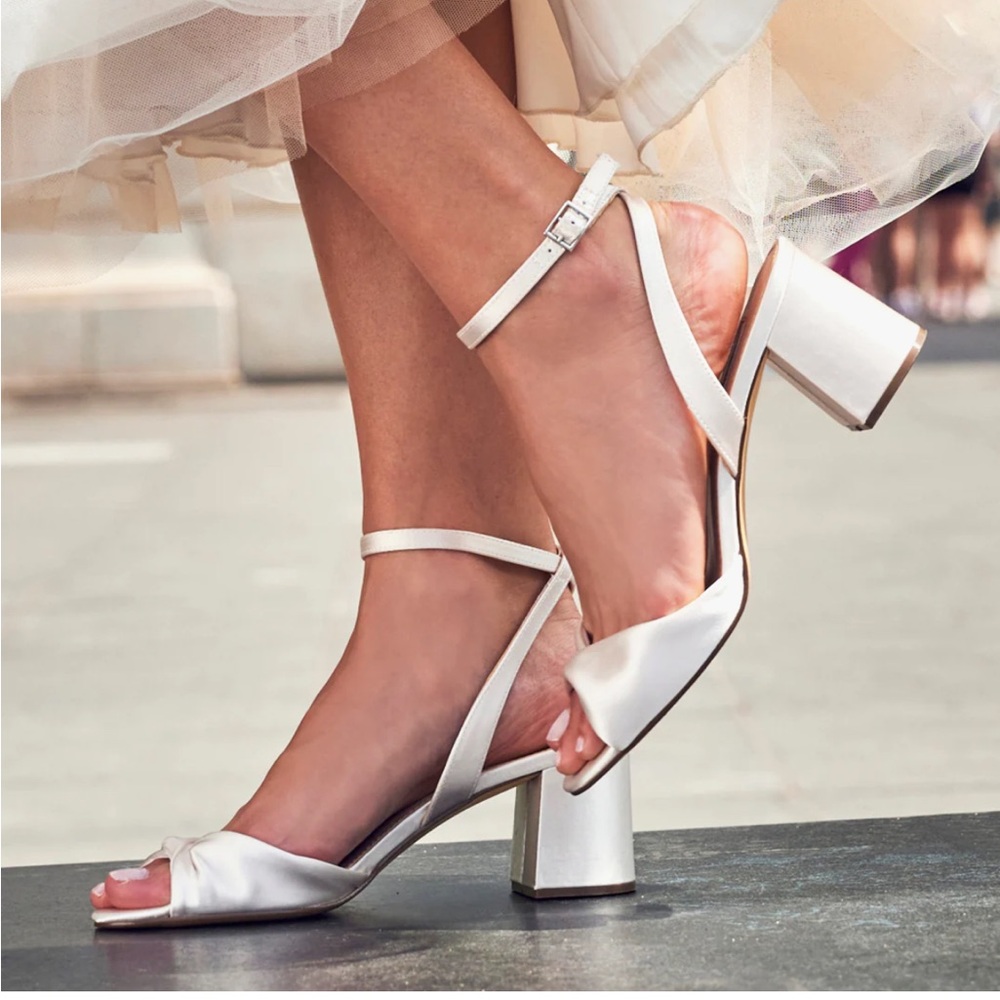 Nina Shoes Nigella Bridal ivory satin block heel